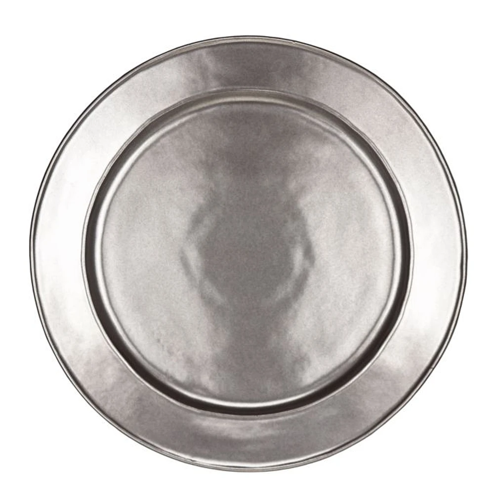Pewter Stoneware Round Charger
