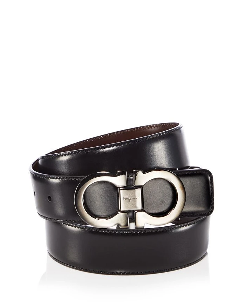 Men's Double Gancini Buckle Reversible Leather Belt