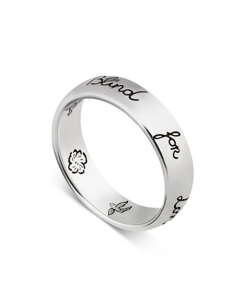 Sterling Silver Blind for Love Engraved Thin Band
