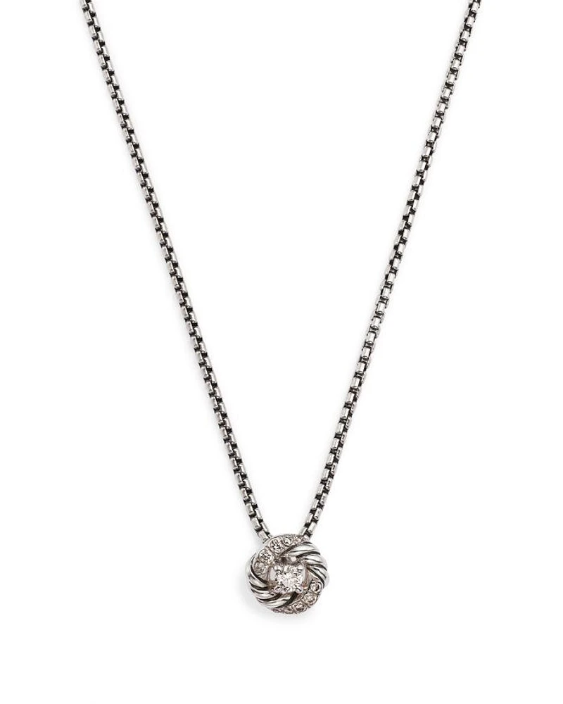 Sterling Silver Petite Infinity Pendant Necklace with Diamonds, 17"