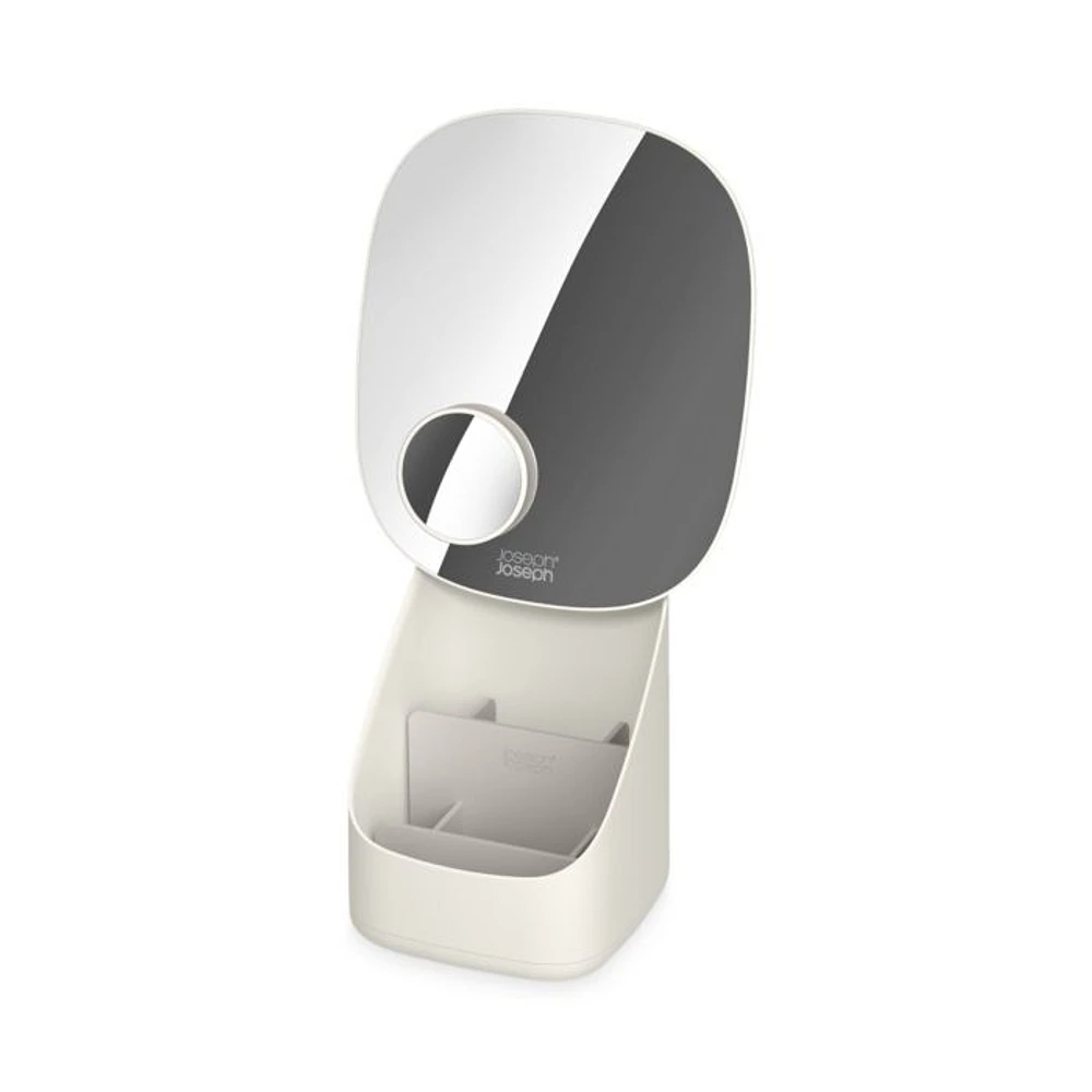 Viva Pedestal Mirror with Cosmetic Storage, Shell