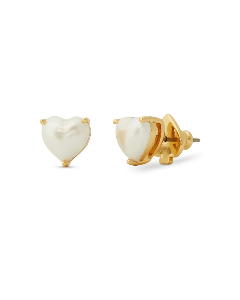 My Love Imitation Pearl Heart Stud Earrings