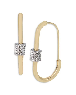 Pavé Accent Oval Hoop Earrings