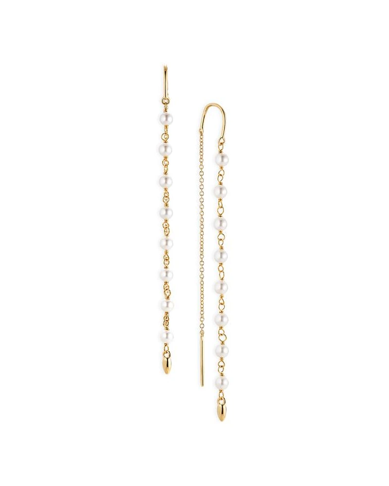 La Vie Nacre Pearl Threader Earrings in 18K Gold Plated