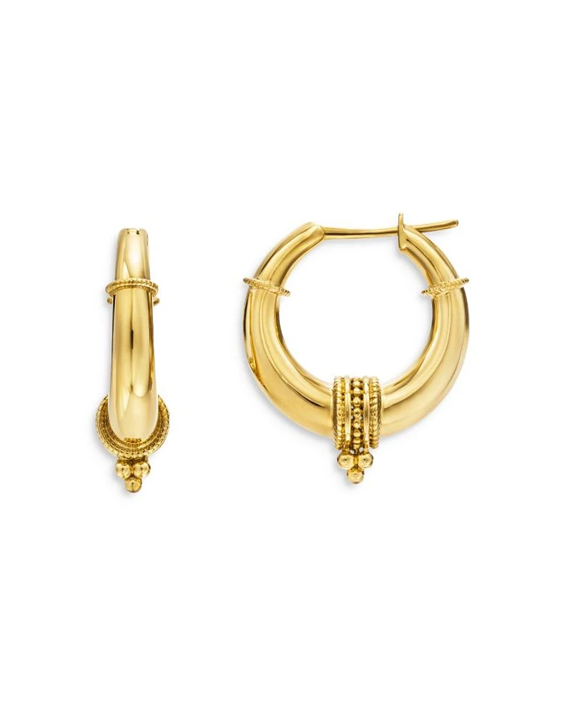 18K Yellow Gold Florence86 Beaded Hellenistic Hoop Earrings
