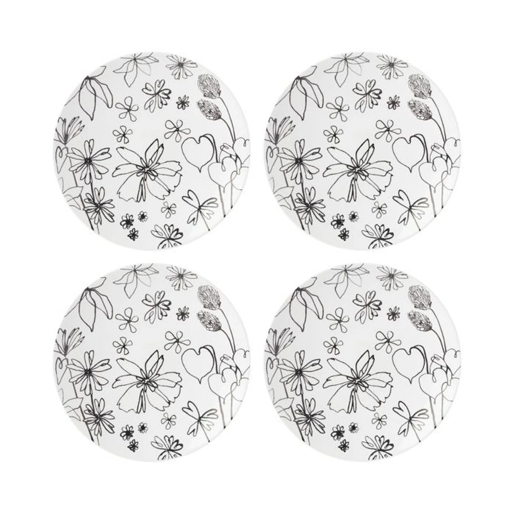 Garden Doodle Accent Plate, Set of 4