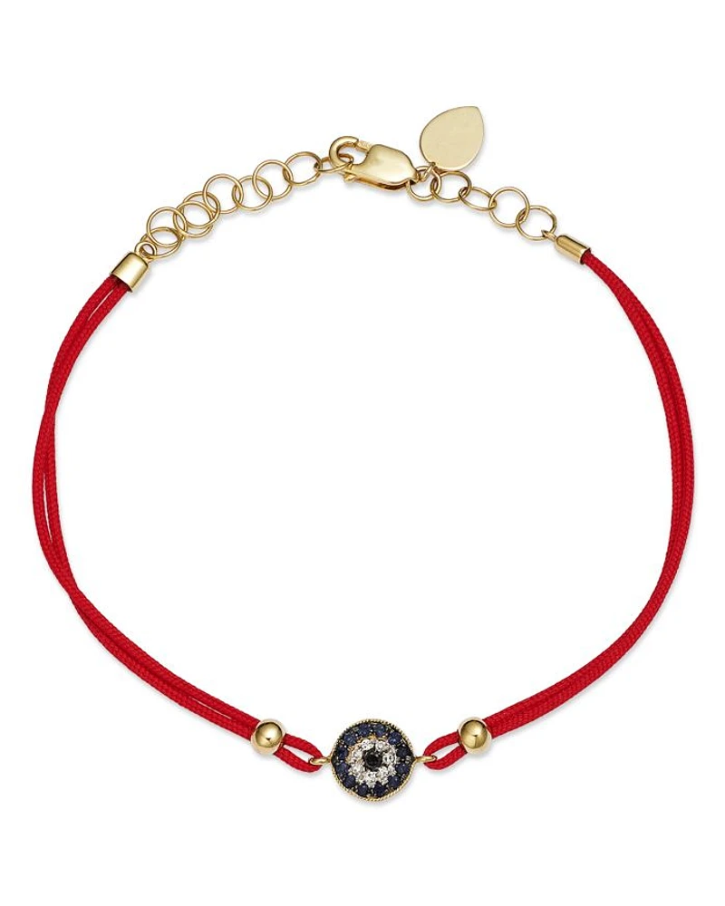 Diamond, Blue Sapphire And 14K Yellow Gold Evil Eye Bracelet