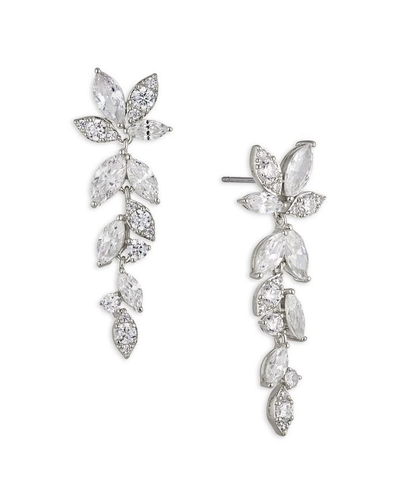 Wren Cubic Zirconia Cluster Linear Drop Earrings
