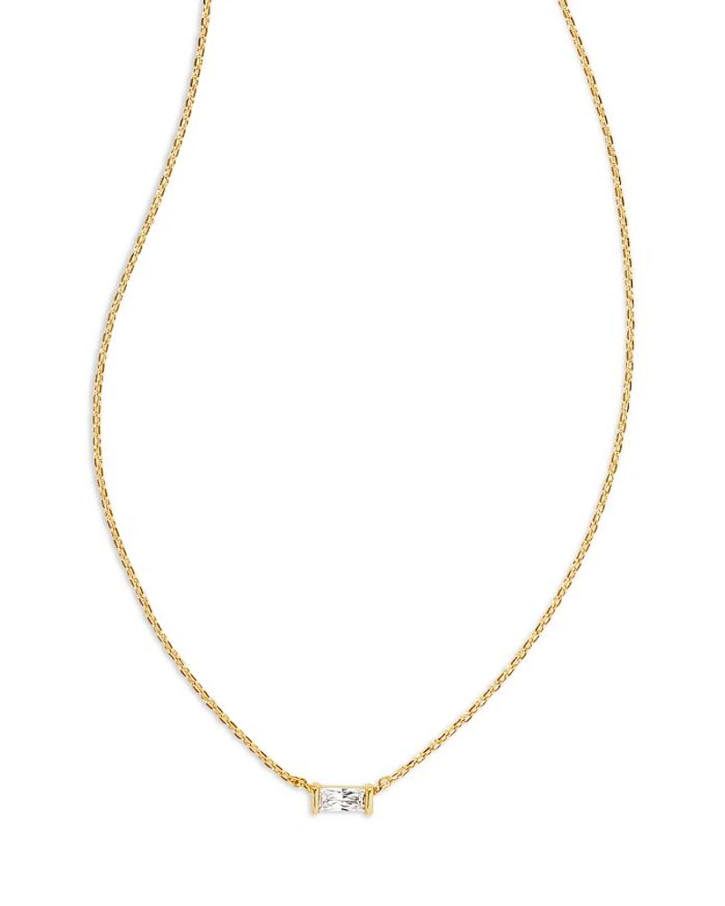 Juliette Baguette Cubic Zirconia Adjustable Pendant Necklace in 14K Gold Plated, 19"