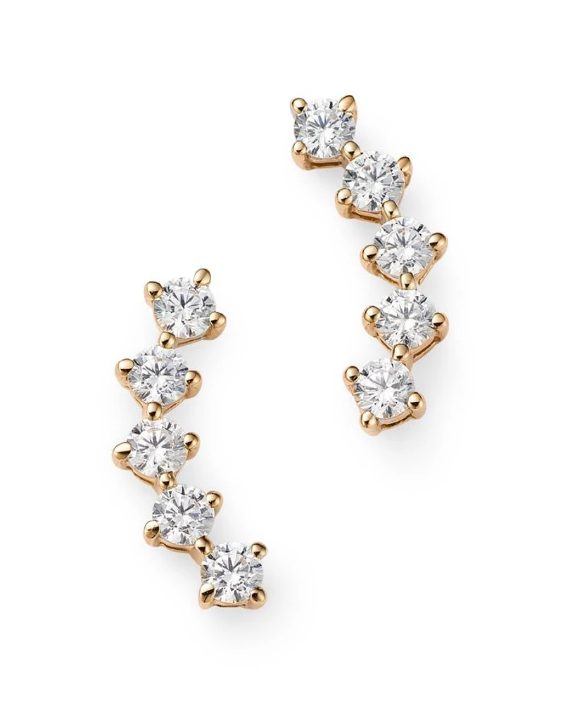 Diamond Ear Climbers 14K Gold, 0.50 tcw