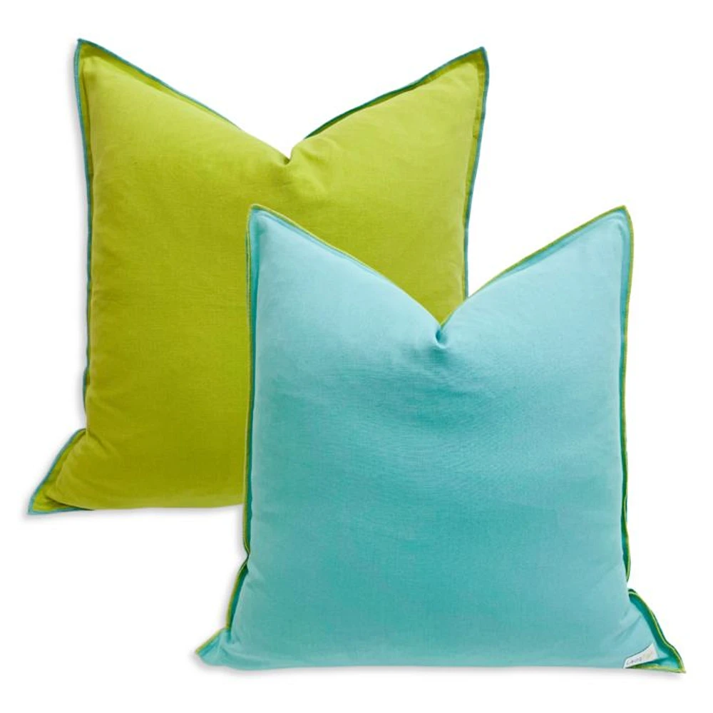 Blue/Green Two-Toned Decorative Pillow, 22" x 22"