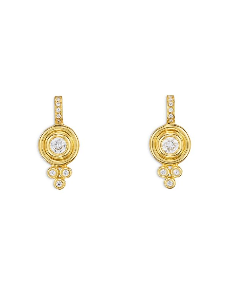 18K Yellow Gold Classic Diamond Drop Earrings