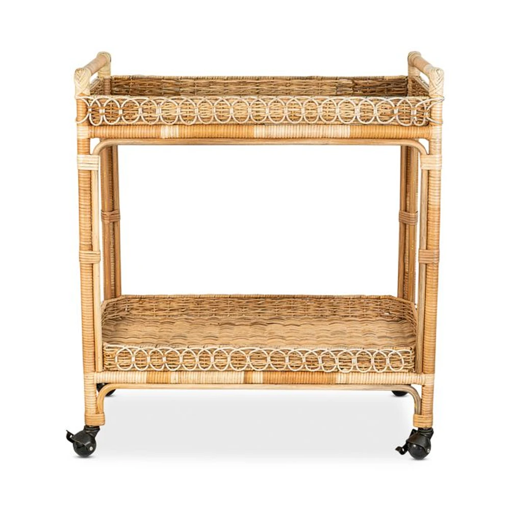 Provence Rattan Whitewash Bar Cart