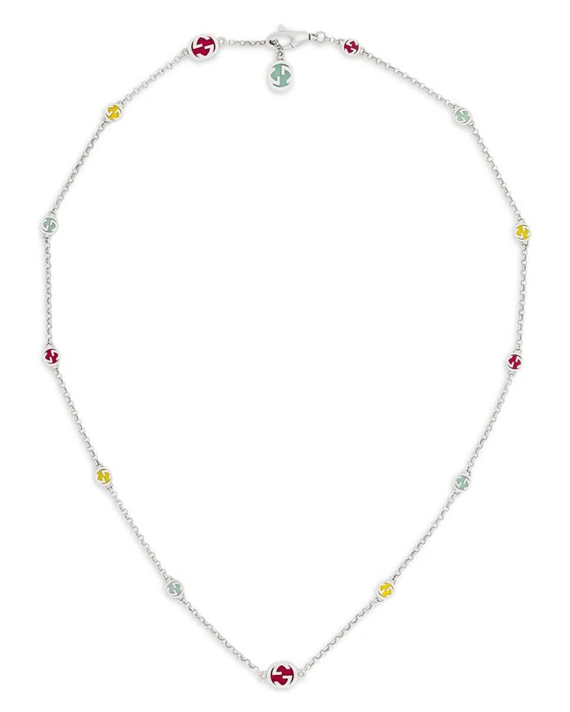Sterling Silver Interlocking G Multicolor Strand Necklace, 16.5"-17.7"