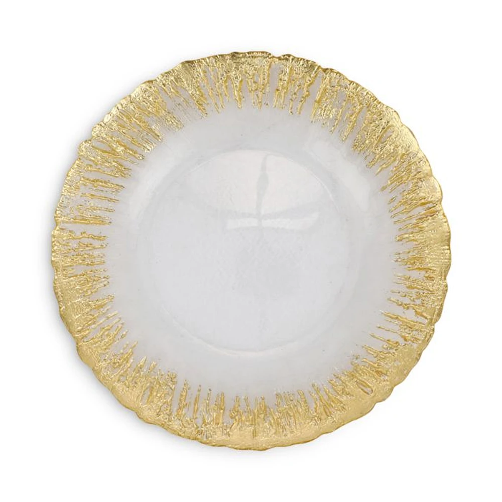 Rufolo Glass Gold Brushstroke Canape Plate