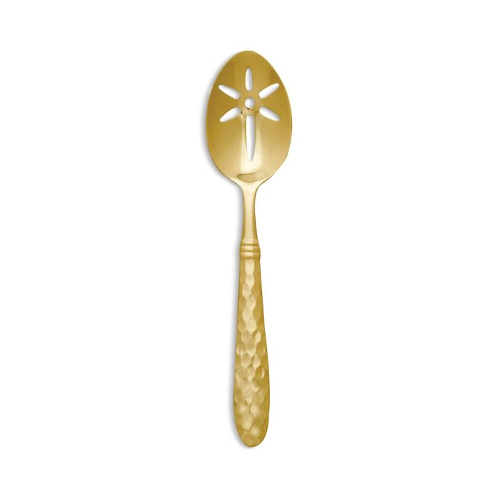 Martellato Gold Tone Slotted Serving Spoon