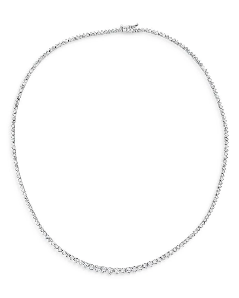 14K White Gold Diamond Tennis Necklace, 16"L