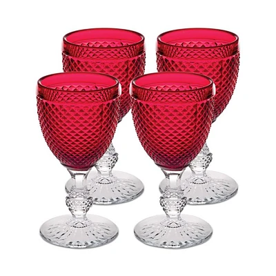 Bicos Bicolor Goblet With Red Bowl, Set of 4
