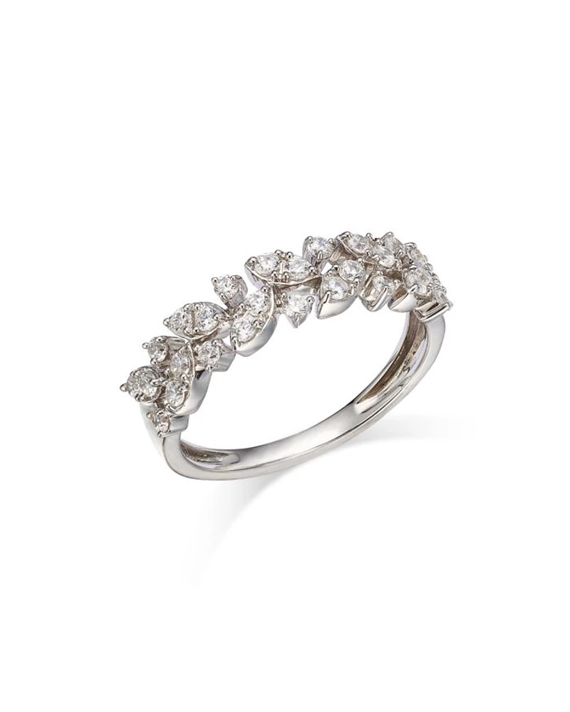 Diamond Leaf Band in 14K White Gold, 0.50 tcw