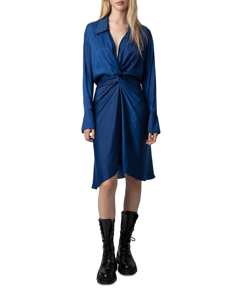 Rozo Twist Front Satin Dress