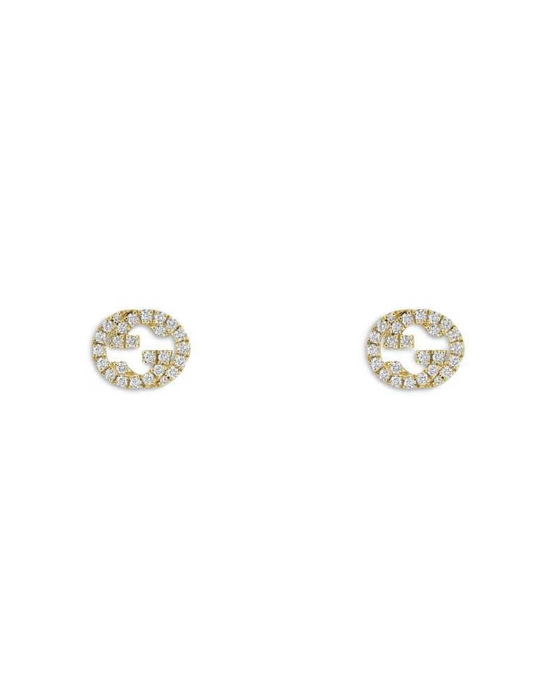 18K Yellow Gold Interlocking G Diamond Stud Earrings