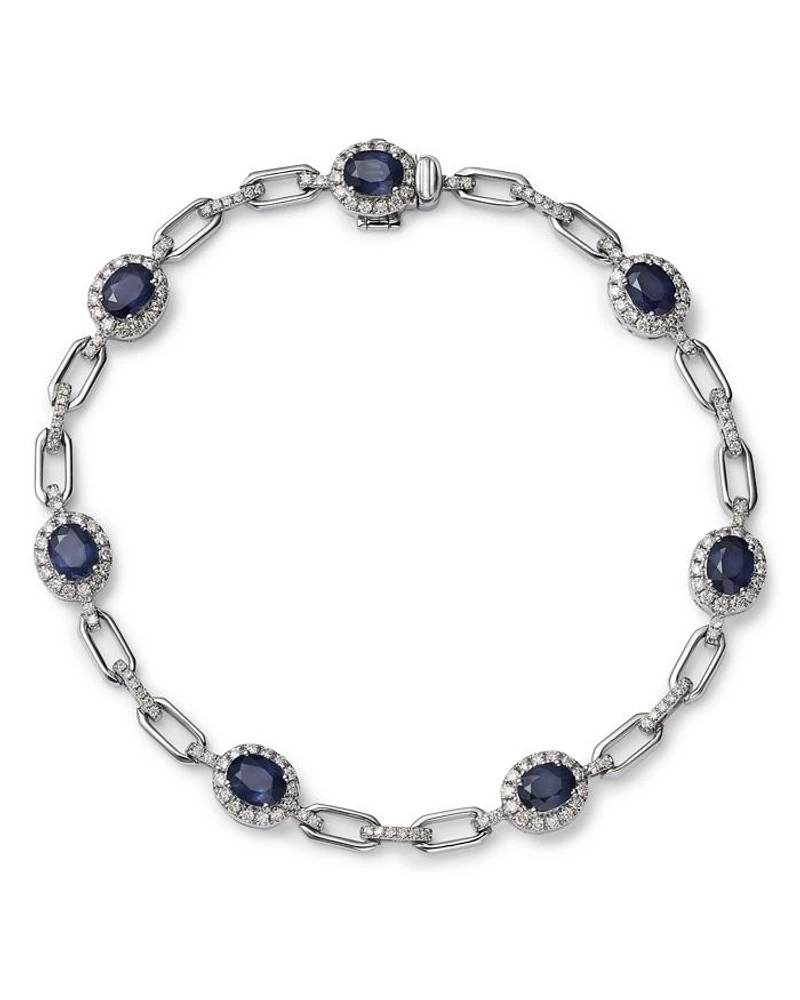 Precious Stone and Diamond Halo Link Bracelet Collection