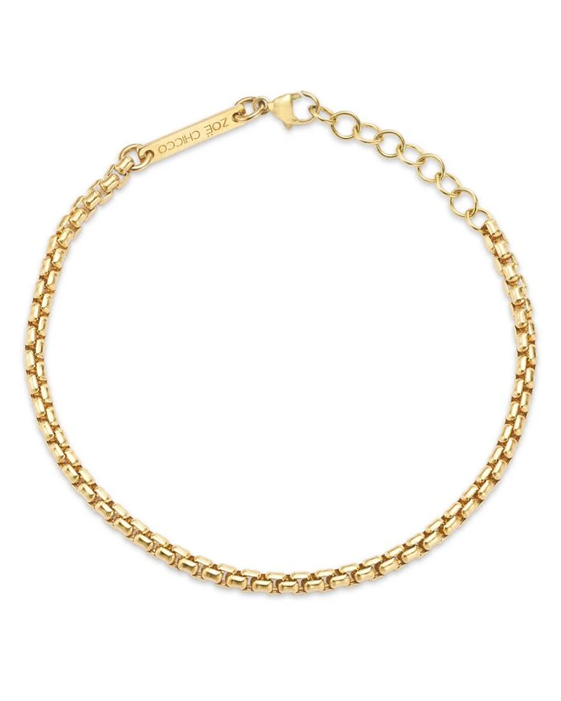 14K Yellow Gold Heavy Metal Medium Box Link Chain Bracelet