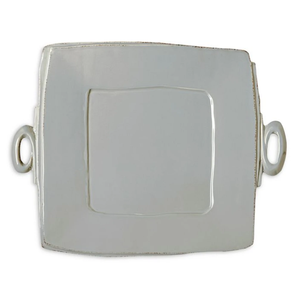 Lastra Gray Handled Square Platter