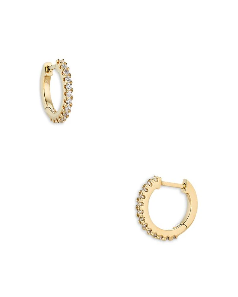 Pavé Front Huggie Hoop Earrings 18K Gold Plated or Rhodium