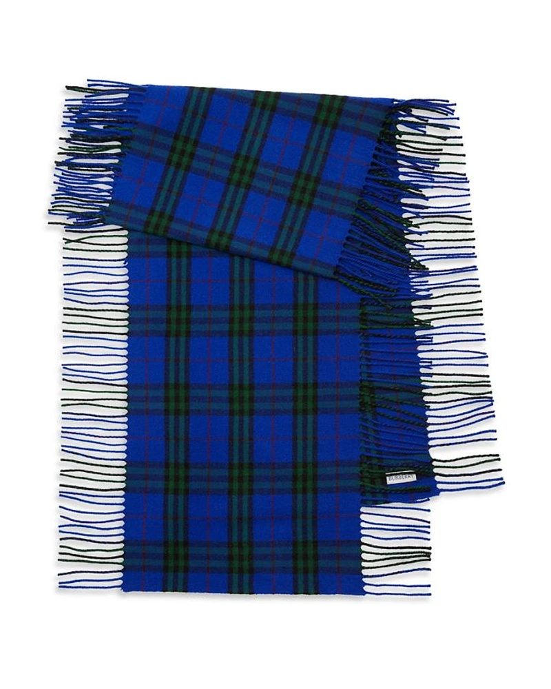 Check Cashmere Fringed Scarf