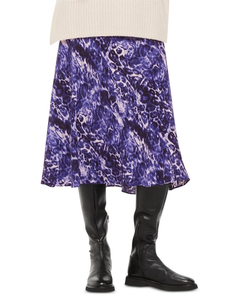 Glossy Leopard Bias Skirt
