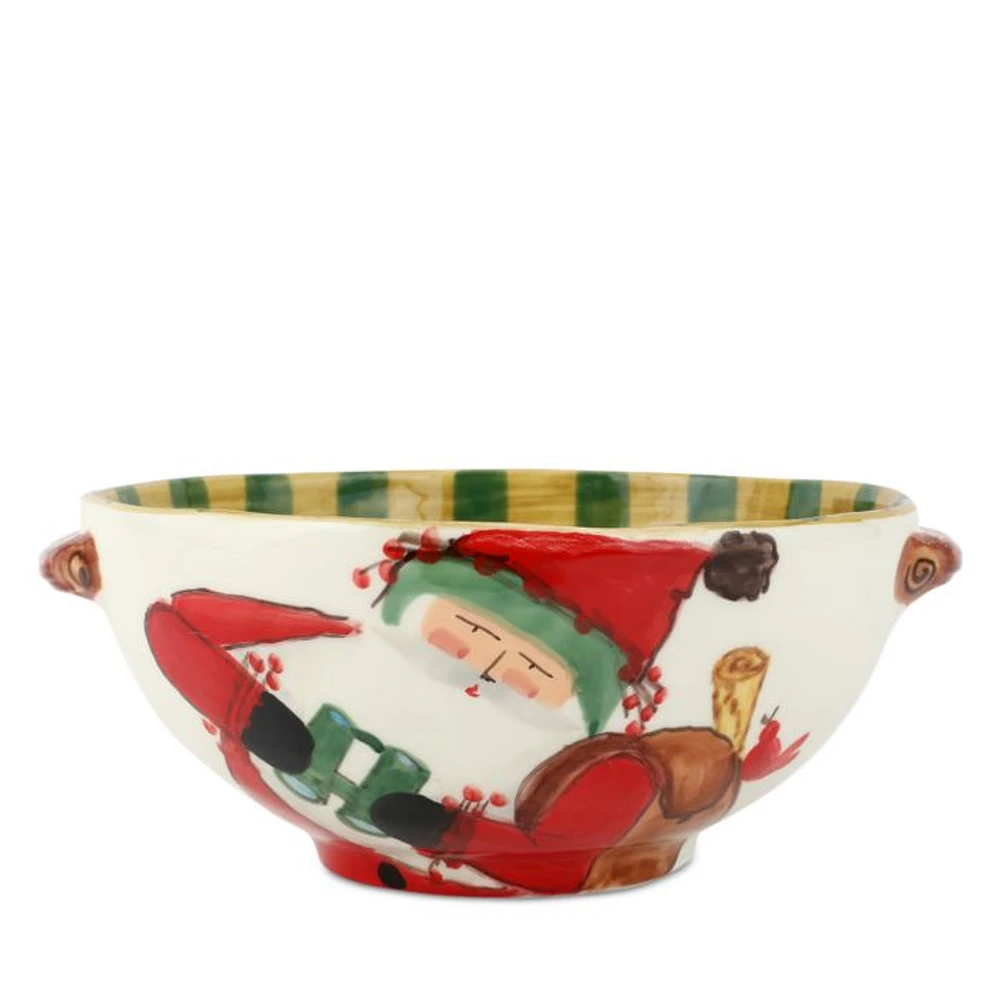 Old St. Nick Handled Bowl with Bird Watcher