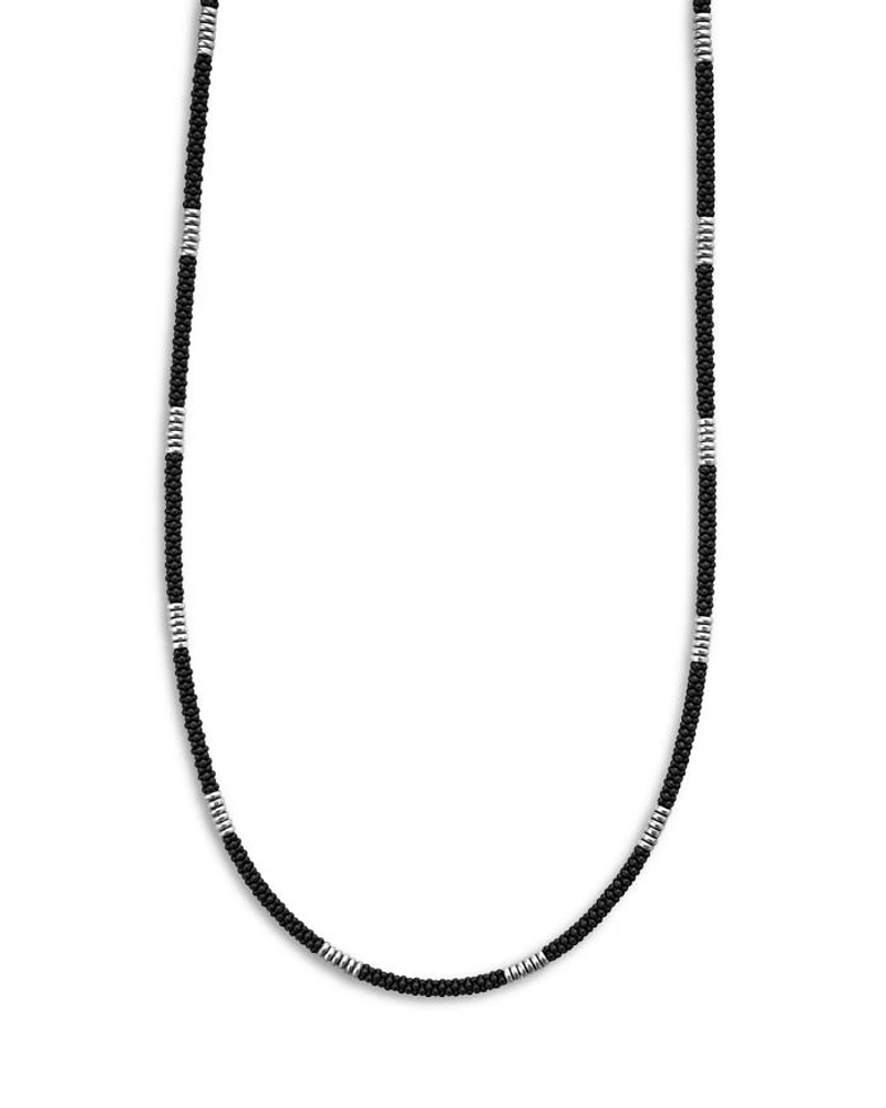 Men's Sterling Silver Anthem Black Ceramic Station Necklace, 20" - Exclusive