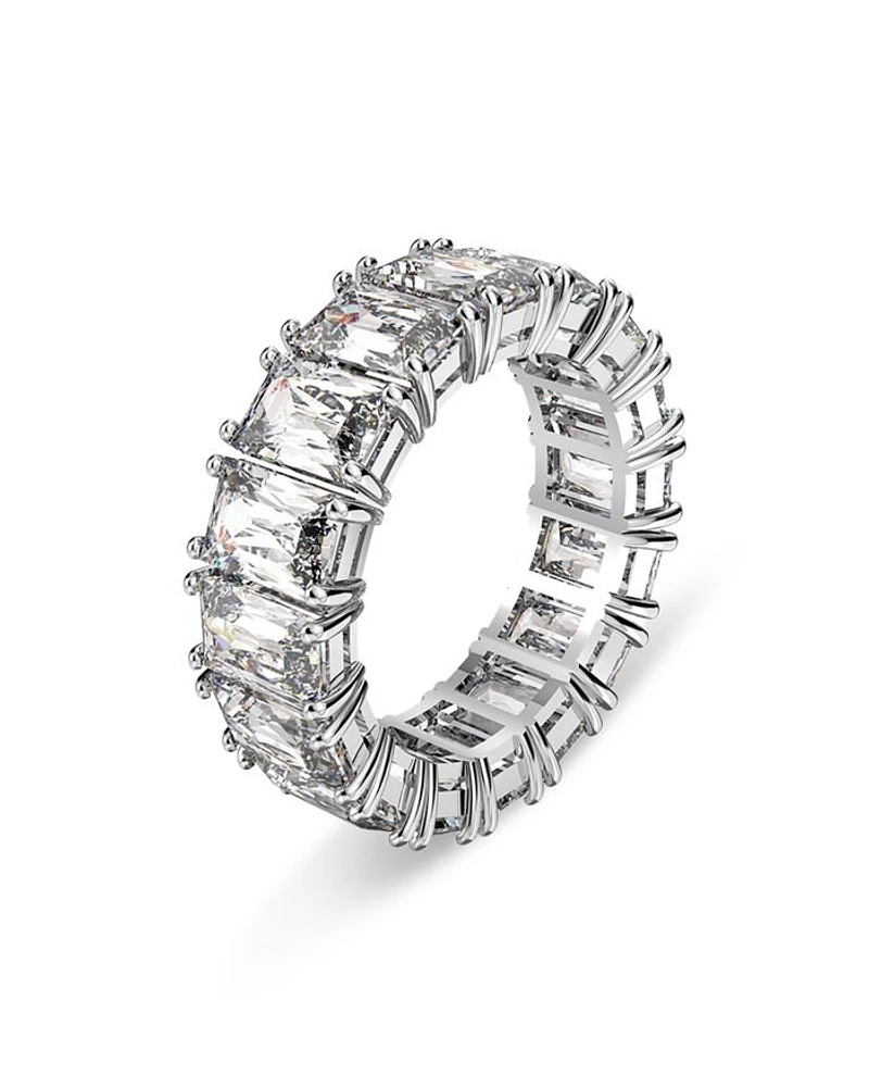 Matrix Rectangle Cut Ring Rhodium Plated