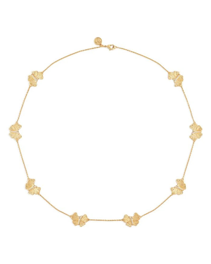Butterfly Station Necklace in 18K Gold Plated, 20"