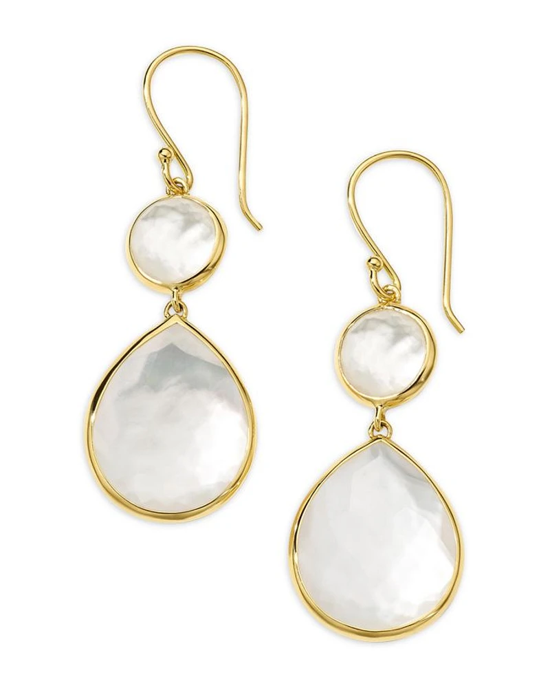 18K Yellow Gold Rock Candy® Mother of Pearl & Rock Crystal Doublet Drop Earrings