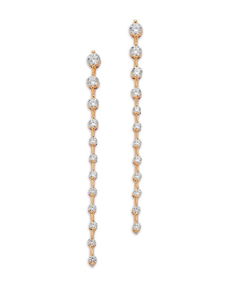 Diamond Linear Drop Earrings in 14K Yellow Gold, 1.0 tcw
