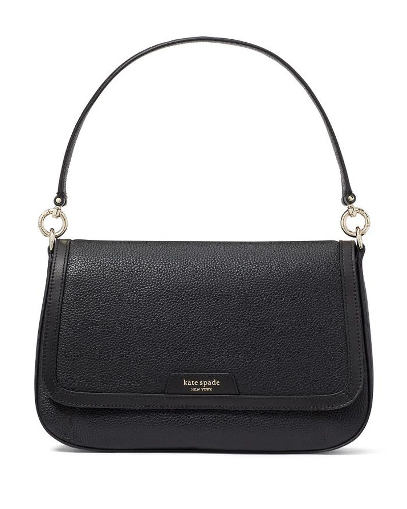 Hudson Pebbled Leather Flap Shoulder Bag