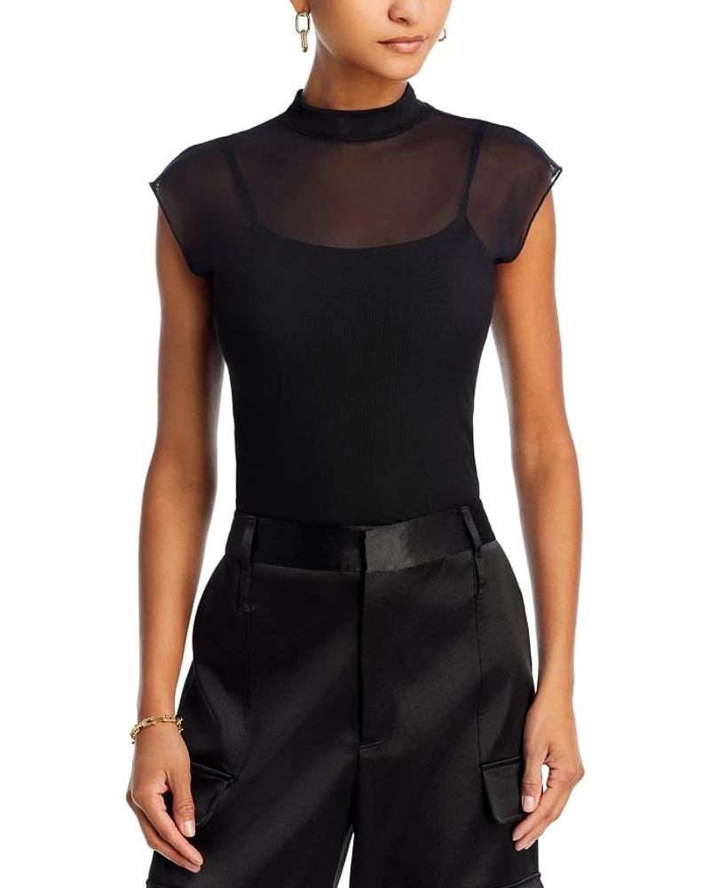 Mesh Mock Neck Top - Exclusive