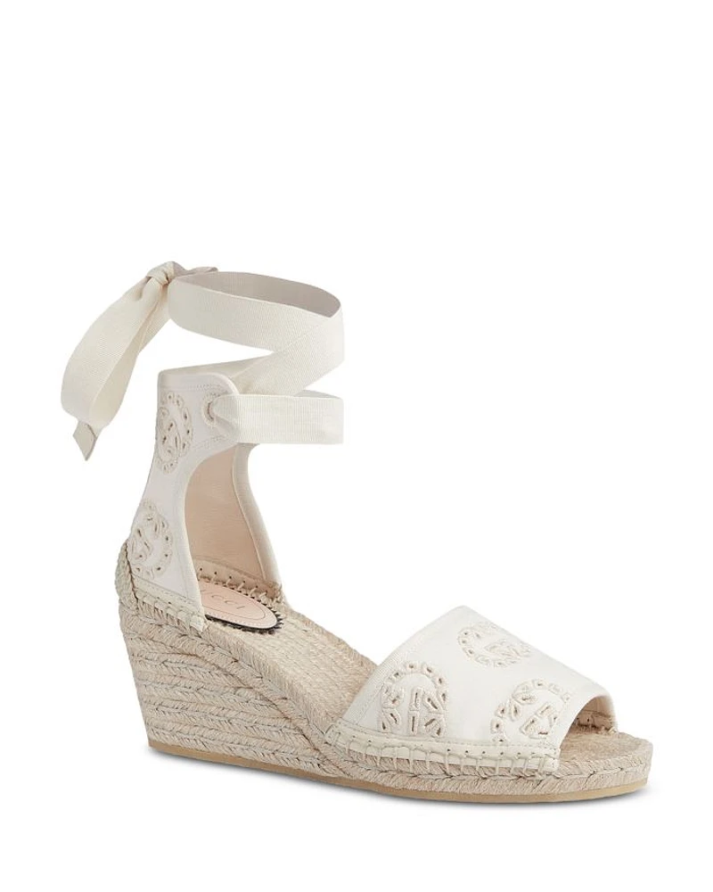 Women's Espadrille Interlocking G Wedge Heel Sandals