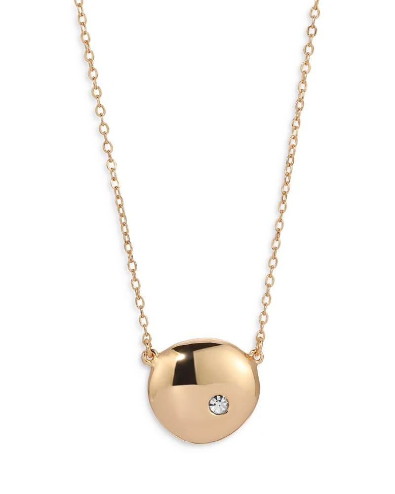 Pavé Skipping Stone Pendant Necklace in 18K Gold Plated, 17-20"