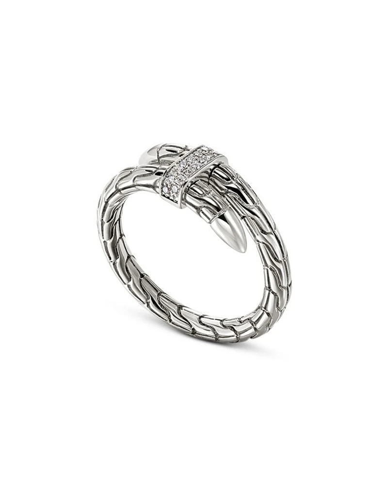 Sterling Silver Spear Diamond Coil Ring