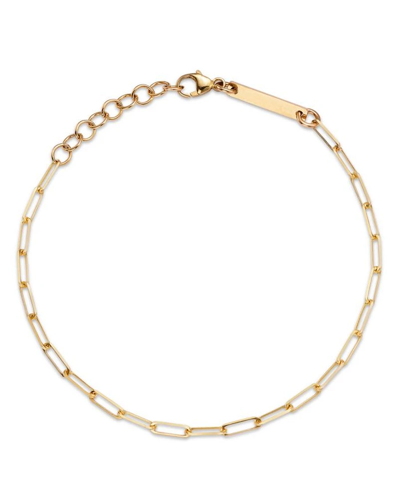 14K Yellow Gold Simple Gold Paperclip Link Chain Bracelet