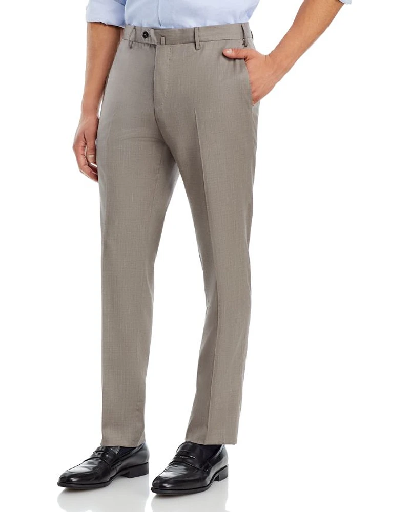 Slim Fit Flat Front Wool Trousers