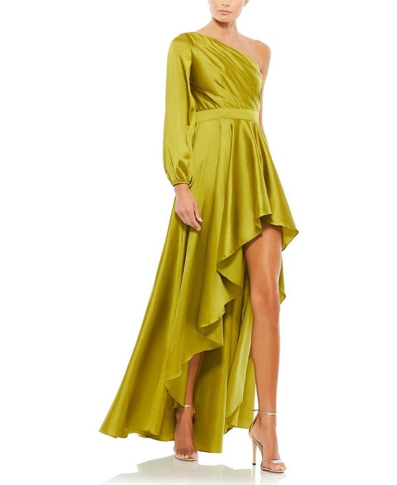 High Low One Shoulder Flowy Gown