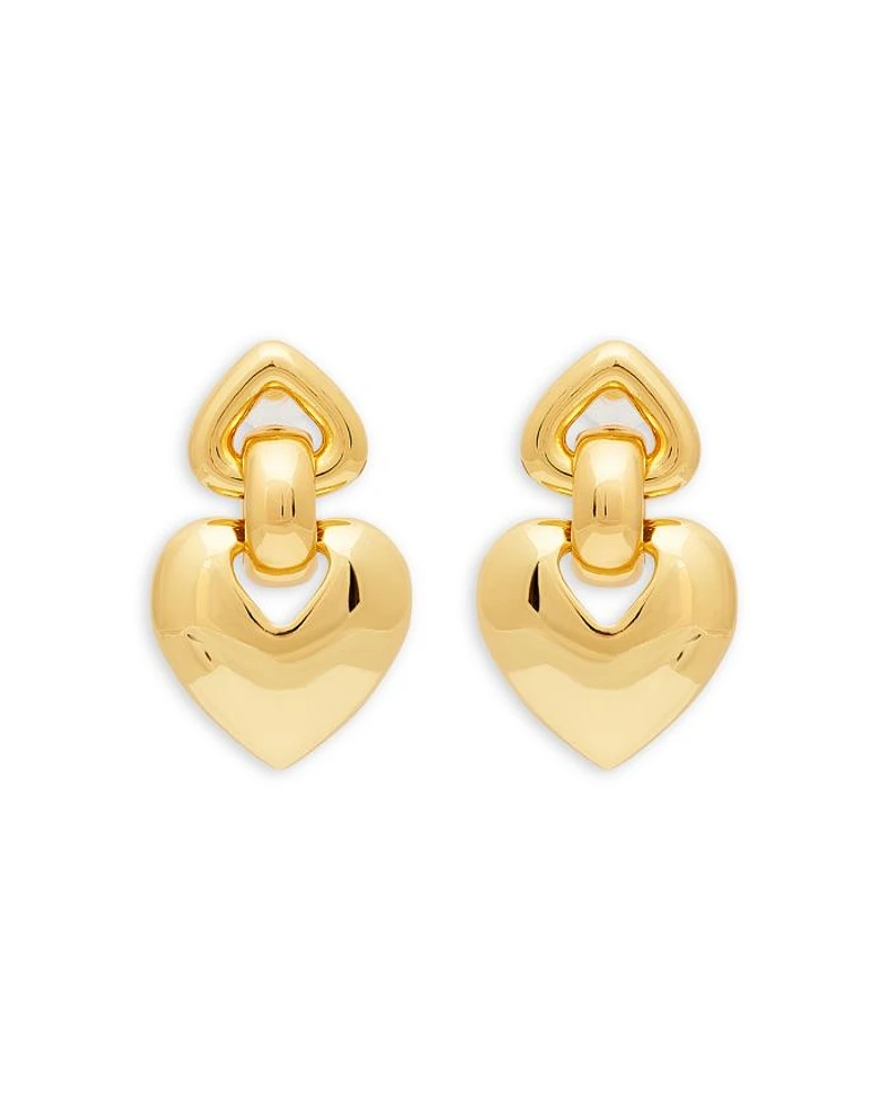 Double Heart Drop Earrings, 2"L