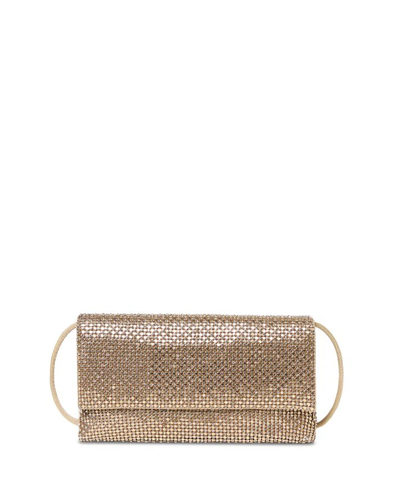 Charlee Gold-Tone Crystal Mesh Flap Clutch