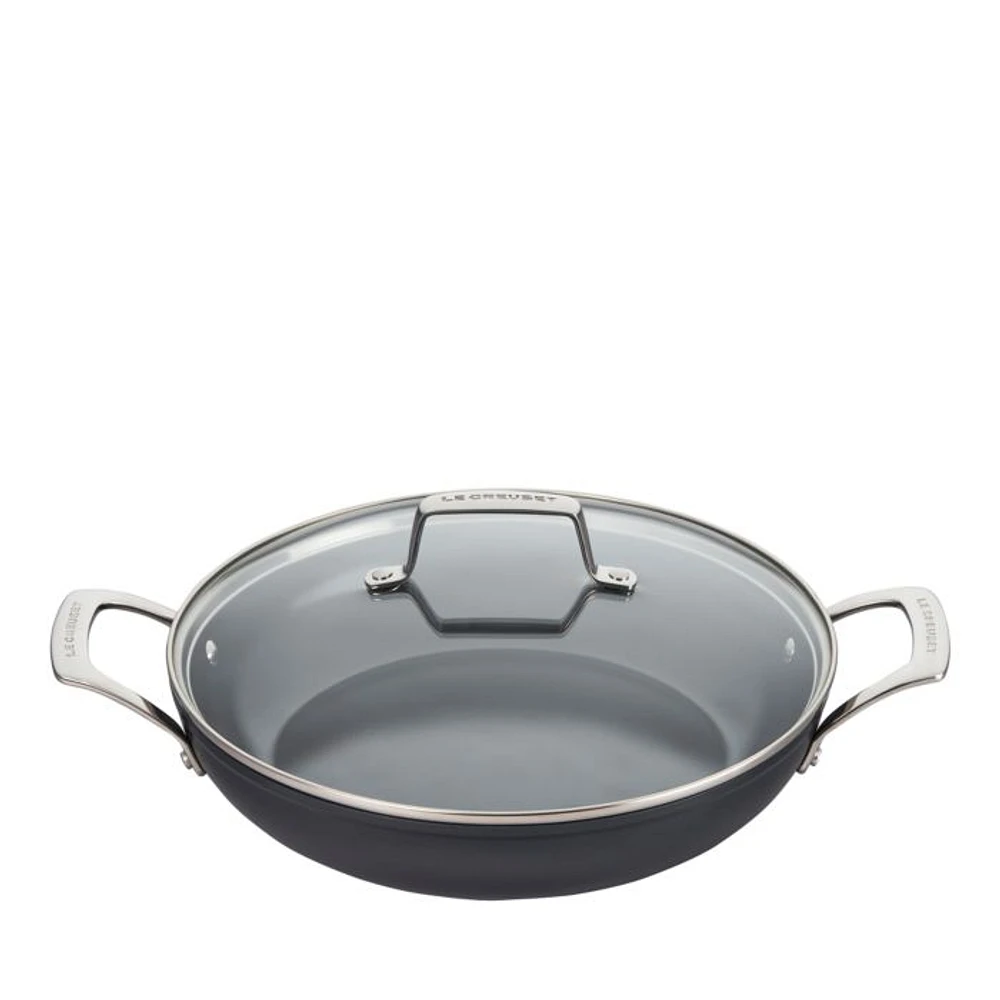 Essential Nonstick Ceramic Shallow Braiser with Glass Lid, 3.9 Qt