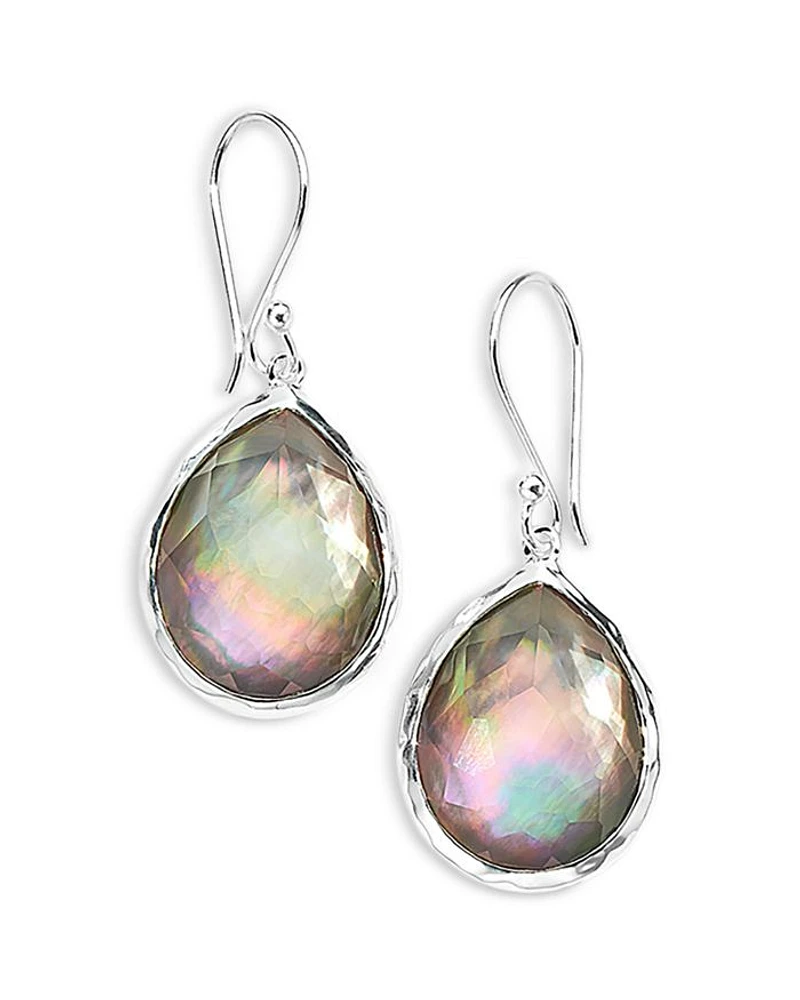 Sterling Silver 925 Rock Candy® Black Shell Doublet Drop Earrings