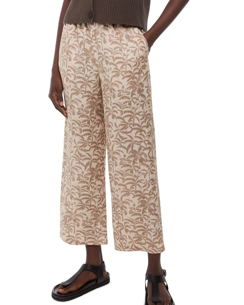 Palm Print Cropped Trousers